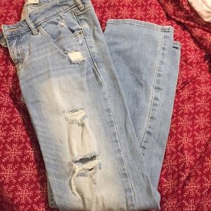 Hollister light wash straight leg distressed jeans
